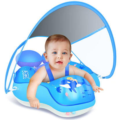 Picture of LAYCOL Baby Pool Float with UPF50+ Sun Protection Canopy,Add Tail Never Flip Over Inflatable Baby Float,Toddler for Age of 3-36 Months