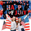 Picture of Happy 4th of July Backdrop Banner Independence Day Patriotic Theme Bunting Banner, Fourth of July Party Supplies White