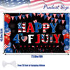 Picture of Happy 4th of July Backdrop Banner Independence Day Patriotic Theme Bunting Banner, Fourth of July Party Supplies White