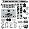 Picture of Silver Black Graduation Party Decorations 2023,Class of 2023 Graduation Party Supplies Include Congrats Grad Banner, Grad Backdrop, Porch Sign,Balloons,Foil Number 2023 for Graduation Party Supplies