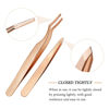 Picture of 3 Pcs DIY Eyelash Applicator Tool Stainless Steel Cluster Lash Tweezers Eyelash Tweezers Application and Removal False Eyelash Applicator with Eyelash Brushes Strong Grip Lash Tools Rose Gold