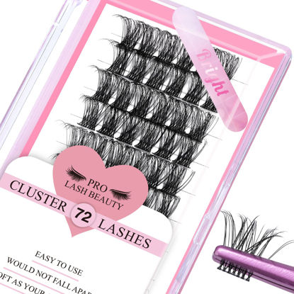 Picture of Cluster Lashes, 72 Pcs Individual Lashes, Lash Clusters DIY Eyelash Extension, Super Thin Band Reusable Soft & Comfortable (Bright-D-10mm)