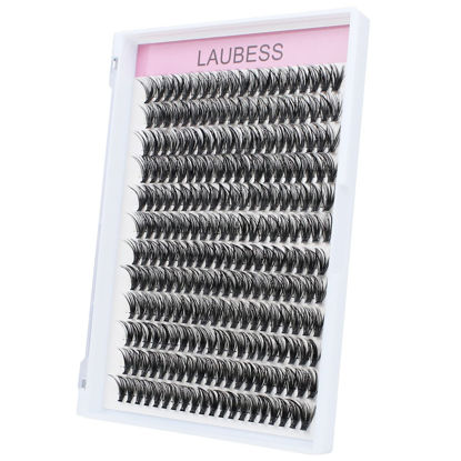 Picture of Cluster Lashes 240pcs 40D DIY Eyelash Extension D Curl Long Individual Lashes Faux Mink Lash Clusters Extensions 0.07 0.10 Black (40D-0.07D-17mm)