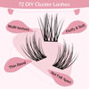 Picture of Lash Clusters, 72 Pcs Individual Cluster Lashes DIY Lash Extension 10-16mm Eyelash Clusters Volume Wispy Lashes Super Thin Band Reusable Soft & Comfortable(Glowing,D-8-16mix)