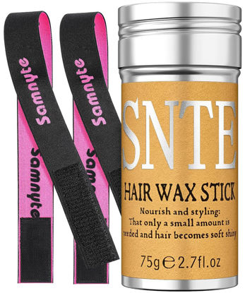 Picture of Hair Wax Stick & 2Pcs Wig Band, Wax Stick for Hair Wigs for Flyaways, Hair Slick Stick for Wig Edge Control Non-Greasy, Wig Band for Melting Lace, Wig Grip Band for Lace Front, Lace Melting Band Wig Grip Band for Lace Front Wig Bands for Keeping Wigs in Place.