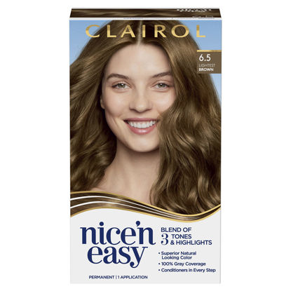 Picture of Clairol Nice'n Easy Permanent Hair Dye, 6.5 Lightest Brown Hair Color, Pack of 1