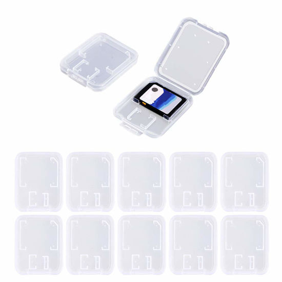 Picture of 10pcs Clear Plastic Memory Card Case Compatible with SD Micro SD T-Flash Card