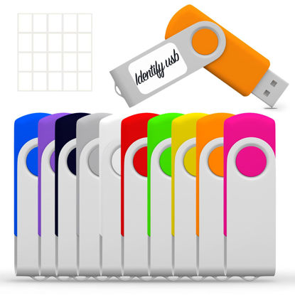 Picture of 2GB USB Flash Drive 10 Pack JBOS 2 GB USB Drives Memory Stick Swivel 2G Thumb Drives Gig Stick USB2.0 Pen Drive for Date Storage, 2 Gig UBS Flash Drive, Zip Drive, Jump Drive, USB Stick, Mixed Color