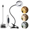 Picture of LuxLumin LED Desk Lamp with Clamp for Video Conference Lighting, USB Light for Laptop Zoom Meeting, Clip on LED Ring Light for Computer Webcam Lighting with 10 Brightness and 3 Color Dimmable Black