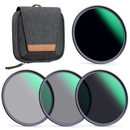 Picture of K&F Concept 72mm Fixed ND Lens Filter Kit, Neutral Density ND4 ND8 ND64 ND1000 Filter Set with 28 Layers Multi-Coated HD Optical Glass and 4-Filter Pouch