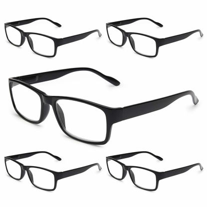 Picture of Gaoye 5-Pack Reading Glasses Blue Light Blocking,Spring Hinge Readers for Women Men Anti Glare Filter Lightweight Eyeglasses (5-Pack Light Black, 0.0)