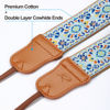 Picture of Padwa Lifestyle Blue Vintage Embroidered Camera Strap - 2" Pure Cotton Cowhide Ends Camera Straps for All DSLR/SLR Cameras, Adjustable Universal Strap,Great Gift for Men & Women Photographers