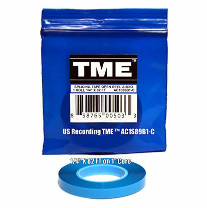 Picture of TME Open Reel Audio Splicing Tape Blue Color 1/4 in X 82 Ft in Logo Poly Pack for RMGI Quantegy Maxell AMPEX ATR Media AC1S89B1C