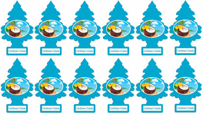 Picture of LITTLE TREES Car Air Freshener | Hanging Paper Tree for Home or Car | Caribbean Colada | 12 Pack