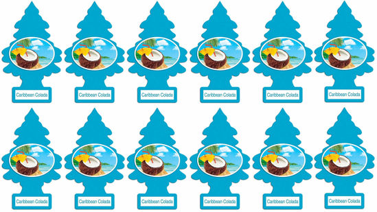 Picture of LITTLE TREES Car Air Freshener | Hanging Paper Tree for Home or Car | Caribbean Colada | 12 Pack