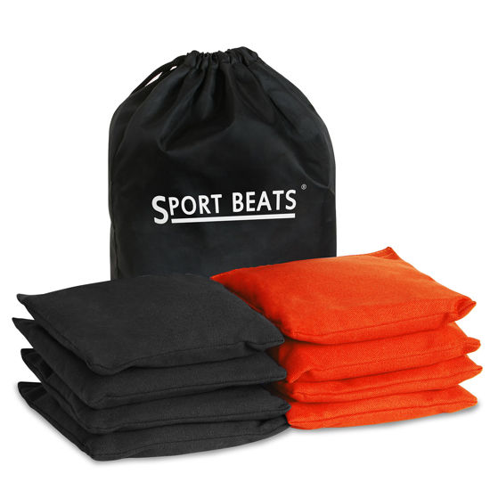 Picture of SPORT BEATS Cornhole Bags All Weather Set of 8 for Cornhole Toss Games-Regulation Weight & Size-Includes Tote Bags