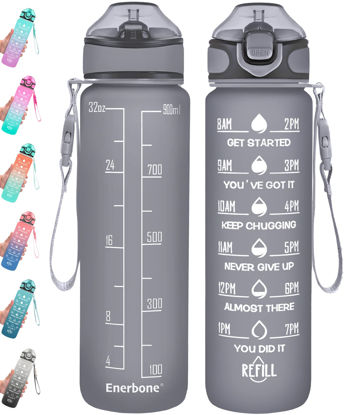 Picture of Enerbone 32 oz Water Bottle with Times to Drink and Straw, Motivational Drinking Water Bottles with Carrying Strap, Leakproof BPA & Toxic Free, Ensure You Drink Enough Water for Fitness Gym Outdoor