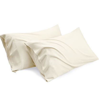 Picture of Bedsure Cooling Pillow Cases Standard Size - Rayon Derived from Bamboo, Cream Chill Pillowcase 2, Soft & Breathable Pillow Covers with Envelope Closure, Gift for Hot Sleepers in Summer, 20x26 Inches