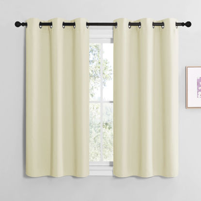 Picture of NICETOWN Kitchen Curtains for Decoration, Thermal Insulated Grommet Room Darkening Draperies/Panels for Laundry (Beige, 2 Panels, W42 x L50 inches)