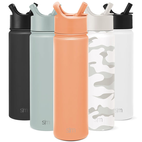  Simple Modern Water Bottle with Straw Lid Vacuum Insulated  Stainless Steel Metal Thermos Bottles, Reusable Leak Proof BPA-Free Flask  for Gym, Travel, Sports, Summit Collection