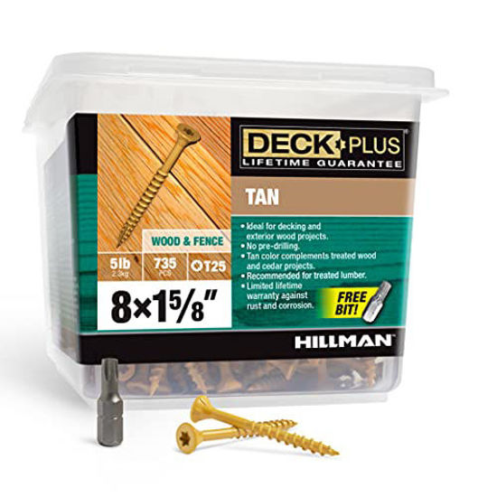 Picture of Deck Plus 48412 Wood Screws #8 x 1-5/8", Tan, 5lb Box