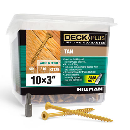 Picture of Deck Plus 48419 Wood Screws #10 x 3", Tan, 5lb Box