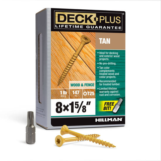 Picture of Deck Plus 48411 Wood Screws #8 x 1-5/8", Tan, 1lb Box