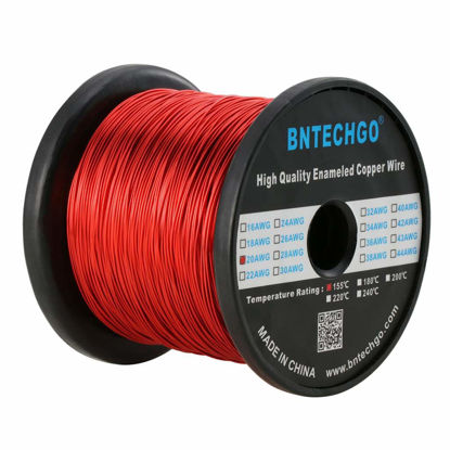 Picture of BNTECHGO 20 AWG Magnet Wire - Enameled Copper Wire - Enameled Magnet Winding Wire - 5 lb - 0.0315" Diameter 1 Spool Coil Red Temperature Rating 155℃ Widely Used for Transformers Inductors