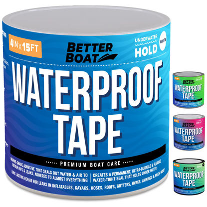 Picture of White Waterproof Tape for Leaks Thick Heavy Duty Water Proof Tape Sealing Marine Grade Outdoor Pools, Gutter, Underwater, Stop Leak Seal Tape Waterproof Repair Patch & Seal Sealant 15 Feet x 4 Inches