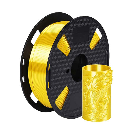 Picture of Shiny Shine Yellow PLA 3D Printer PLA Filament 1.75 mm 1KG 2.2 LBS Spool 3D Printing Material Silky Metallic Yellow Metal Gold Silver Copper PLA CC3D Silk Golden Yellow Color