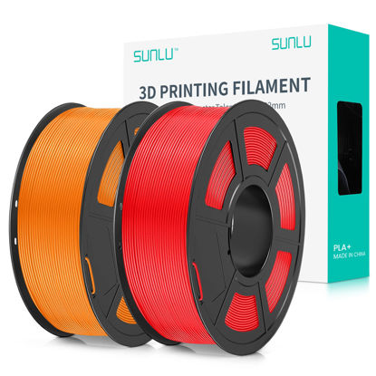 Picture of SUNLU 3D Printer Filament PLA Plus 1.75mm 2KG, SUNLU Neatly Wound PLA Filament 1.75mm PRO, PLA+ Filament for Most FDM 3D Printer, Dimensional Accuracy +/- 0.02 mm, 1 kg Spool, 2 Packs, Red+Orange