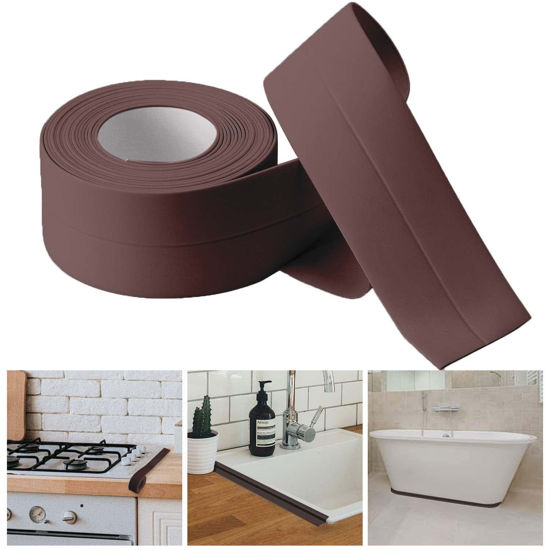 Picture of Bath & Kitchen Caulk Tape Sealant Strip,PVC Self Adhesive Tub and Wall Sealing Tape Caulk Sealer,Caulk Strip,sealant Tape,Shower Tile Sealer Adhesive sealant （Brown）