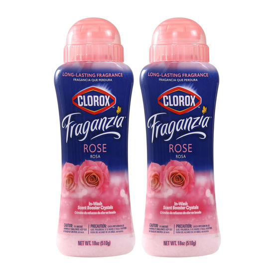 Picture of Clorox Fraganzia In-Wash Scent Booster Crystals in Rose Scent, 18 Oz Twin Pack | Laundry Scent Booster Crystals | In-wash Scent Booster for Fresh Laundry in Rose Scent 18 Ounces x 2, Total 36 oz