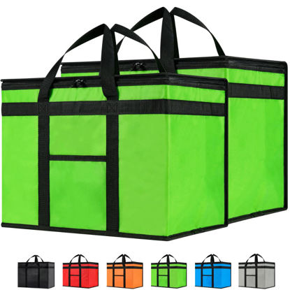 Picture of NZ home XL Plus Insulated Bag for Food Delivery & Grocery Shopping with Zippered Top, Green (2 pack)