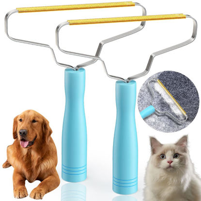 Picture of Cleaner Pro Pet Hair,Hair Remover for Pets,Lint Remover,Fabric Shaver by FLUOTINE,Pet Hair Remover for Couch,Lint Shaver,Carpet Rake,Dog Hair Remover and Cat Hair Remover(2Pack-Blue)