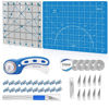 Picture of 39 Pcs Rotary Cutter Set Blue - Quilting Kit incl. 45mm Fabric Cutter with 5 Extra Blades, A4 Cutting Mat, 2 Craft Knife Set, Quilting Ruler and Sewing Clips, Ideal for Crafting, Sewing, Patchworking