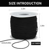 Picture of TONIFUL 1mm x 110 Yards Black Elastic String for Bracelet Jewelry Making, Stretchy Cord for Bracelets, Rattail Macrame Necklaces Bulk Beading Thread Kumihimo