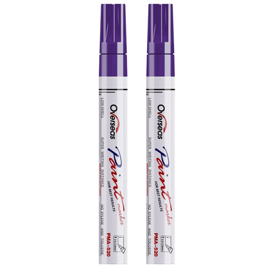 Picture of Permanent Paint Pens Purple Markers - 2 Pack Single color Oil Based Paint Markers, Medium Tip, Quick Drying and Waterproof Marker Pen for Metal, Rock Painting, Wood, Fabric, Plastic, Canvas, Mugs