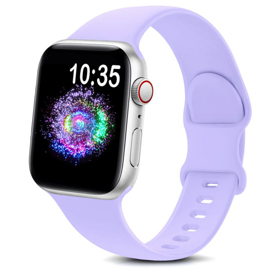 Picture of TreasureMax Sport Band Compatible with Apple Watch Bands 38mm 40mm 41mm 42mm 44mm 45mm 49mm,Soft Silicone Strap Compatible for Apple Watch Serie Ultra 8 7 6 5 4 3 2 1 SE Men Women Lavender 38/40/41MM