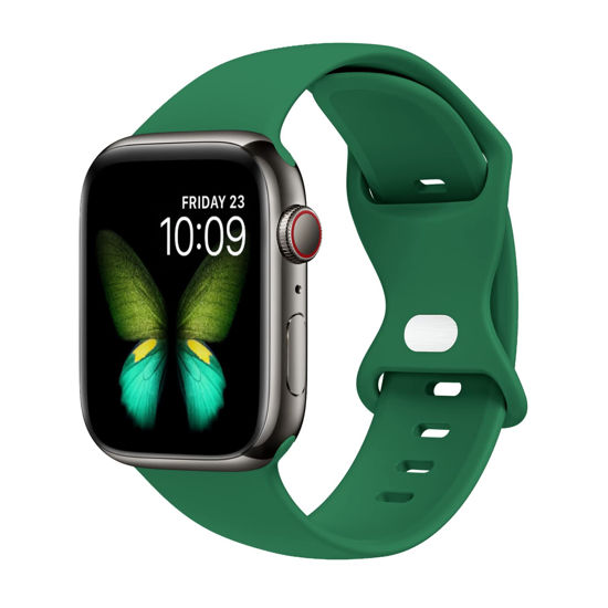 Picture of Tighesen Sport Bands Compatible with Apple Watch Band 38mm 40mm 41mm 42mm 44mm 45mm 49mm S/M M/L for Women/Men Waterproof Soft Silicone Replacement Strap Accessories for iWatch Ultra SE Series 8/7/6/5/4/3/2/1(Dark Spring Green, 42/44/45/49mm S/M)