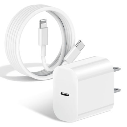 Picture of iPhone Fast Charger,[Apple MFi Certified] 20W PD USB C Wall Charger Power Adapter with 3ft Type C to Lightning Cable Quick Charging Data Sync Cable for iPhone 13 12 11 Pro Max Mini Xs Xr X 8 iPad