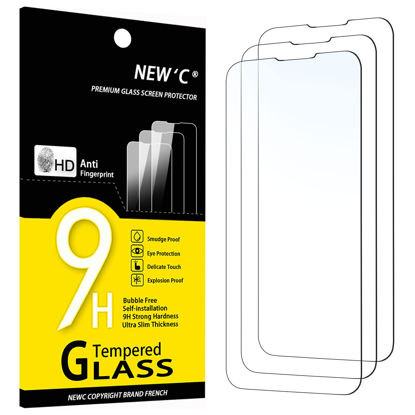 Picture of NEW'C [3 Pack] Designed for iPhone 14, 13, 13 Pro (6,1") Screen Protector Tempered Glass, Case Friendly Ultra Resistant