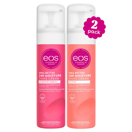 Picture of eos Shea Better Shaving Cream for Women Variety Pack - Pomegranate Raspberry + Pink Citrus, Shave Cream, Skin Care and Lotion with Shea Butter and Aloe, 24 Hour Hydration, 7 Fl Oz, Pack of 2