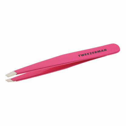 Picture of Tweezerman Stainless Steel Slant Tweezer - Eyebrow Tweezers for Women and Men (Neon Pink)