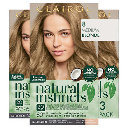 Picture of Clairol Natural Instincts Demi-Permanent Hair Dye, 8 Medium Blonde Hair Color, 5.85 Fl Oz (Pack of 3)