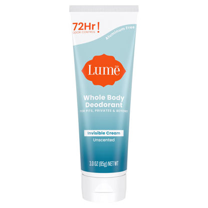 Picture of Lume Whole Body Deodorant - Invisible Cream Tube - 72 Hour Odor Control - Aluminum Free, Baking Soda Free, Skin Safe - 3.0 ounce (Unscented)