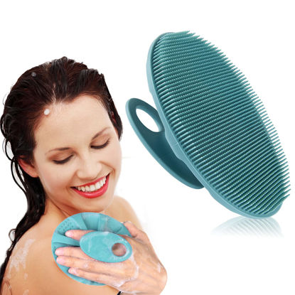 Picture of Soft Silicone Body Cleansing Brush Shower Scrubber, Gentle Exfoliating and Massage for all Kinds of Skin (Dark Green)