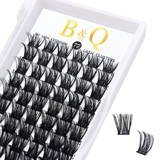 Picture of Lash Clusters D Curl 16 mm DIY Eyelash Extensions 72 Clusters Lashes C D Curl B&Q LASH Fluffy Individual Lashes Eyelash Clusters Extensions Individual Lashes Cluster DIY at Home (B05,16 mm)