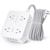 Picture of Surge Protector Power Strip - Extension Cord with 8 Widely Outlets 4 USB Ports, 3 Side Multi Plug Outlet Extender, Flat Plug, 5Ft, Wall Mount, Desk USB Charging Station for Home Office Dorm Room ETL