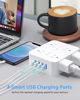 Picture of Surge Protector Power Strip - Extension Cord with 8 Widely Outlets 4 USB Ports, 3 Side Multi Plug Outlet Extender, Flat Plug, 5Ft, Wall Mount, Desk USB Charging Station for Home Office Dorm Room ETL